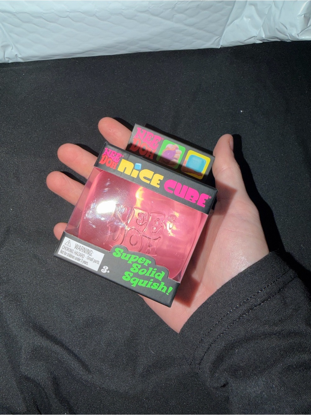 Needoh Nice Cube Super Solid Squish Pink Stress Toy
